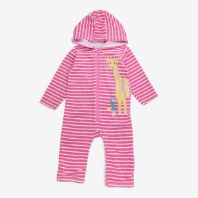 Towelling  Pink Giraffe All-In-One