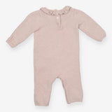 Romper Knit Pale Pink with Frill Neckline
