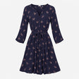 Dress V-Neck Floral Print Navy