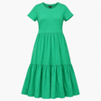 Green Organic Cotton Tiered Midi T-Shirt Dress