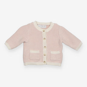 Cardigan Knit Pink Stripe with Pockets