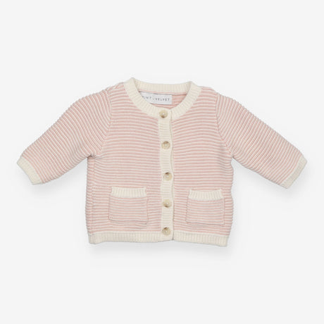 Cardigan Knit Pink Stripe with Pockets
