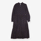 Midi Dress Smocked High Neck Long Sleeve Floral Na