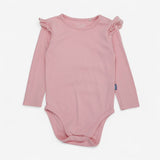 Bodysuit LS Pink Frill Shoulder