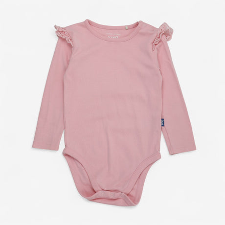 Bodysuit LS Pink Frill Shoulder