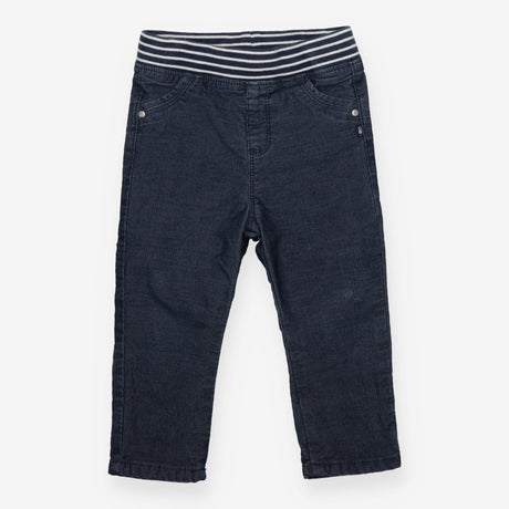 Navy Trousers Striped Waistband