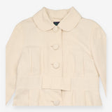 Ivory Silk-Linen Bow-Waist Occasion Coat