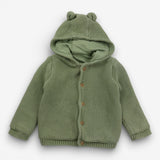 Sage green knit hooded cardigan