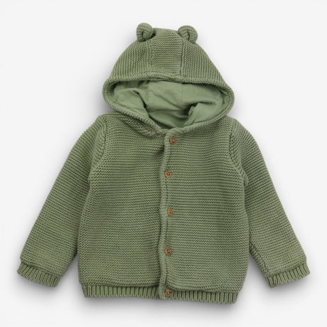 Sage green knit hooded cardigan