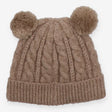 Knit hat beige pom pom