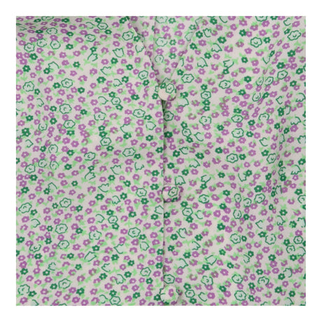 Blouse Green Lilac Ditsy Floral Print Flutter Slee