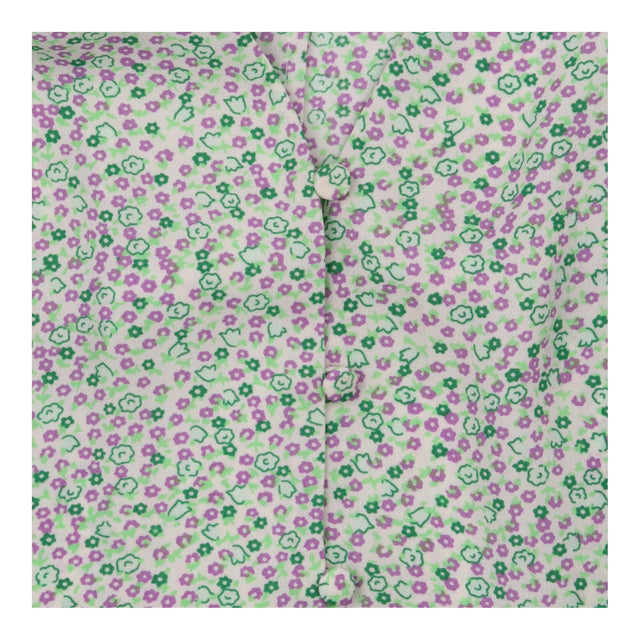 Blouse Green Lilac Ditsy Floral Print Flutter Slee