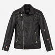 Jacket Black Taro Quilted Biker 100% Lamb Leather 