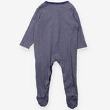Sleepsuit Navy with white stripe & white poppers