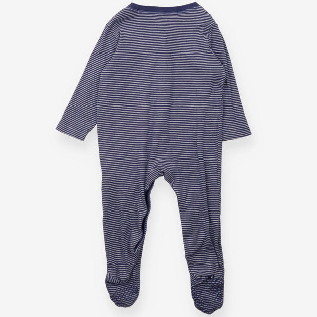 Sleepsuit Navy with white stripe & white poppers