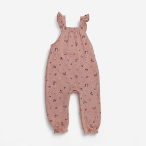 Jersey Dungarees Pink with Flowers
