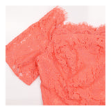 Dress Coral Pink Lace Off Shoulder Short Sleeve Mi