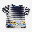 Tee blue striped SS yellow trucks