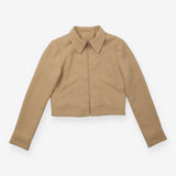 Jacket Light Brown Cropped Western Yoke Zip Up