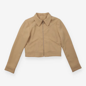 Jacket Light Brown Cropped Western Yoke Zip Up