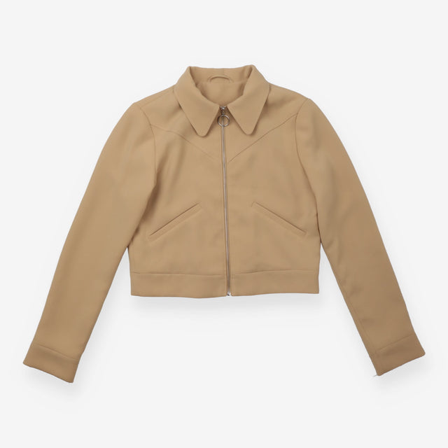Jacket Light Brown Cropped Western Yoke Zip Up