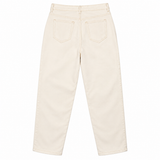 Jeans Cream Ecru High Rise Mom Straight Stretch De