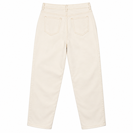 Jeans Cream Ecru High Rise Mom Straight Stretch De