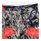 Navy & Pink Floral Printed Viscose Mini Skirt