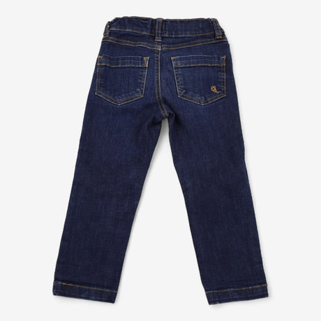 Jeans dark blue with faded knees