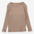 Tee ribbed brown LS