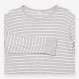Long Sleeve Top Grey White Stripe Organic Cotton