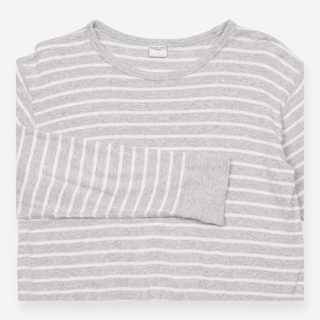 Long Sleeve Top Grey White Stripe Organic Cotton