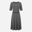 Geometric Knitted Jacquard Midi Dress Navy