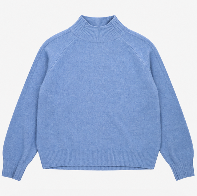 High Neck Knit Jumper Blue