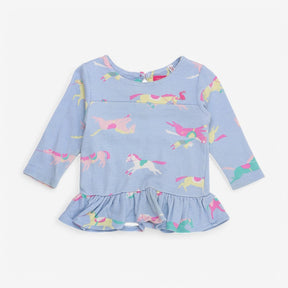 Pastel jersey LS tee with pink racing horses