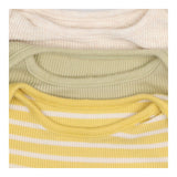 Bodysuit Ribbed Green, Striped Yellow and Cream 3-