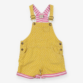 Dungarees Shortie Yellow Cord with Spots
