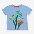 Tee Blue with Carnivores Flowers Applique