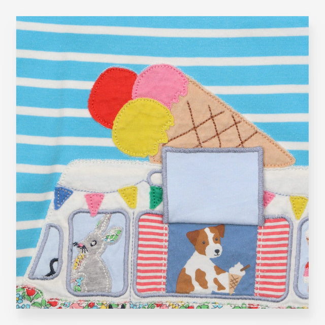 T-shirt blue white striped ice cream van