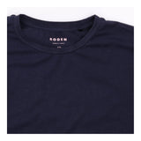 T-Shirt Navy Blue Turn Up Cuff Sleeve Crew Neck Pl