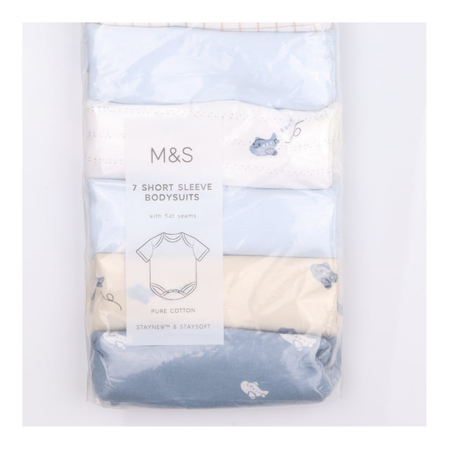 Bodysuits Short Sleeve Blue Aeroplanes 7-Pack