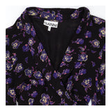 Ganni Black Floral Wrap Midi Dress – Purple Flower