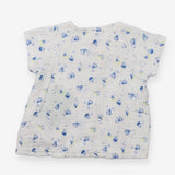 Cotton Gauze Shirt White with Blue and Yellow Boat