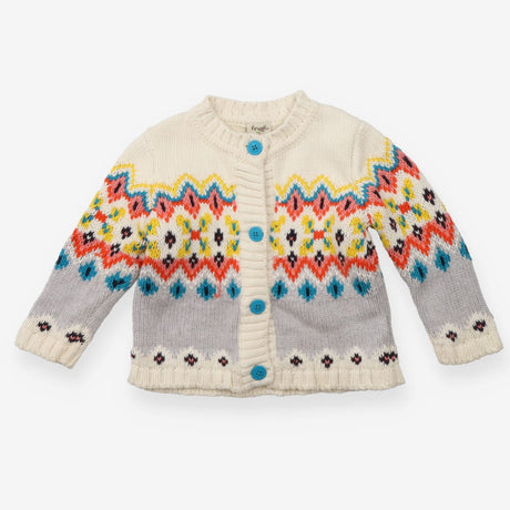 Cardigan knit colourful fairisle