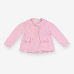 Pink knit cardigan scalloped