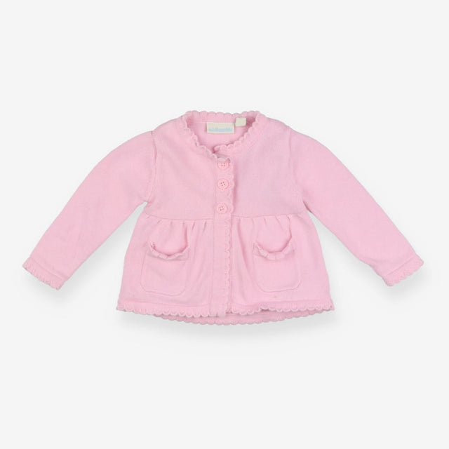 Pink knit cardigan scalloped