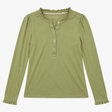 Ruffle Neck Cotton Modal Long Sleeve Top