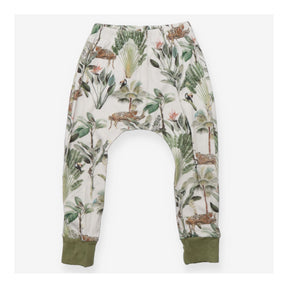 Harem Legging White and Green Jungle theme