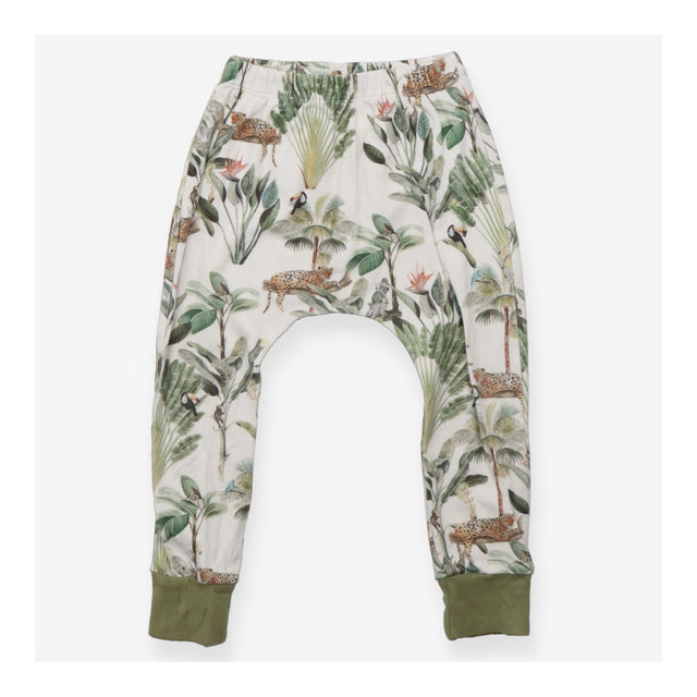 Harem Legging White and Green Jungle theme