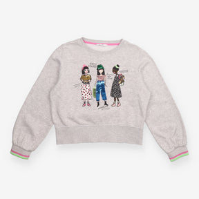 Jersey Sweater Grey ''Girls Unite'' Applique